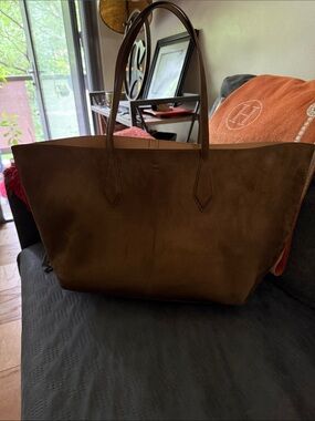 Brown Vegan Suede Tote Bag Classic Carryall